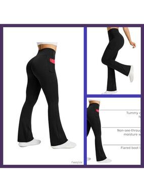 Flared Yoga Pants High Waisted Bootcut Leggings with Pockets